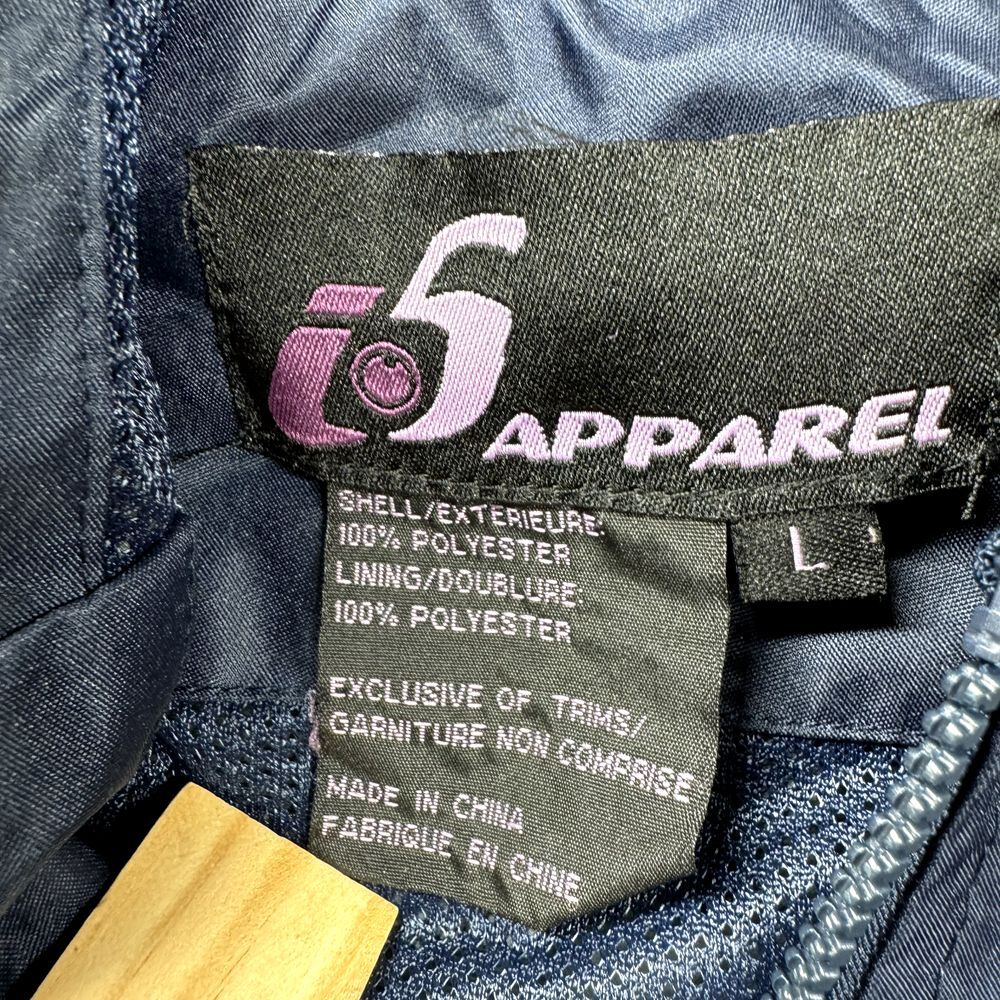 I5 Apparel Hooded Windbreaker Womens Large Blue Rain Outdoors Pockets Full‎ Zip - Picture 11 of 13
